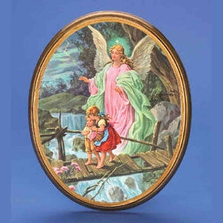 Oval Wooden Guardian Angel Plaque- 17" Boxed