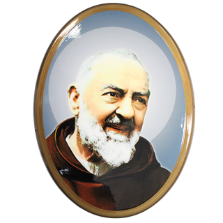 Oval Wooden 17 inch Plaque - Padre Pio Boxed