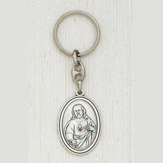 Silver Keyring with image of Sacred Heart of Jesus Boxed
