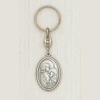 Silver Keyring with image of The Madonna of the Way Boxed