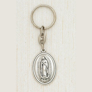 Silver Keyring with image of Our Lady of Guadalupe Boxed