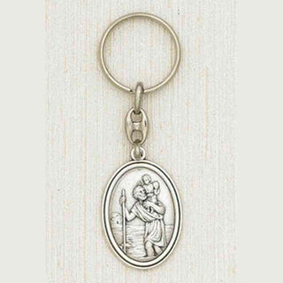 Silver Key Ring with image of St Christopher Boxed