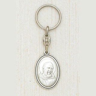Silver Key Rings with image of Padre Pio Boxed