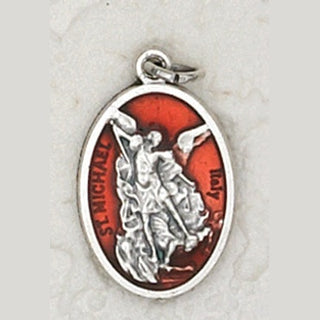 25-Pack - 3/4 inch Red Enamel St Michael Pendant