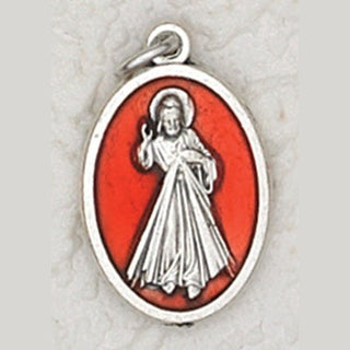 25-Pack - 3/4 inch Red Enamel Divine Mercy Pendant