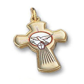 Bulk 1-1/4 Inch Holy Spirit Confirmation Gold Tone Cross