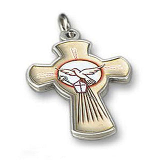 Bulk 1-1/4 Inch Holy Spirit Silver Tone Cross