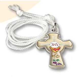4-pack - 2 Inch Holy Spirit Silver Tone Cross With Cord