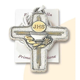 3-pack - 2-3/4 Inch First Holy Communion Two Tone Cross With Cord