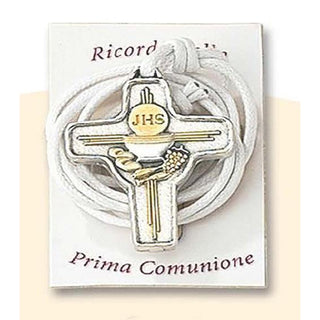 4-pack - 1-1/2 Inch First Holy Communion Two Tone Cross With Cord
