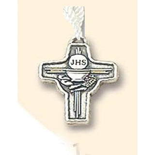 4-pack - 1 Inch First Holy Communion Silver Tone Cross With Cord