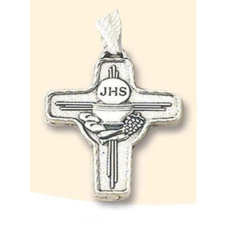 4-pack - 1-1/2 Inch First Holy Communion Silver Tone Cross With Cord