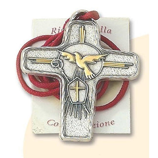 3-pack - 2-3/4 Inch Holy Spirit Two Tone Cross With Cord
