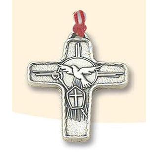 4-pack - 1-1/2 Inch Holy Spirit Silver Tone Cross With Cord