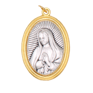 Bulk Lady of Guadalupe Gold and Silver Toned 1-1/2 inch Oval Medal Upper Half