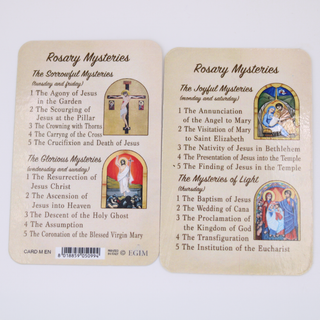 Bulk Mysteries of the Rosary PVC Card