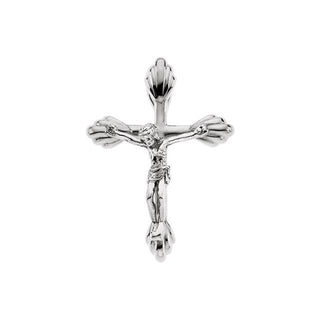 14K White 34.5x25.5 mm Crucifix Pendant