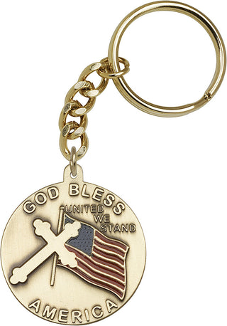 Gold Oxide God Bless America Keychain