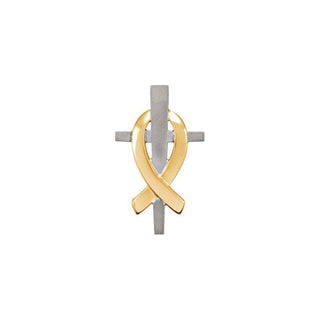 14K White/Yellow 19.5x10.7 mm Remember Our Troops Cross Pendant