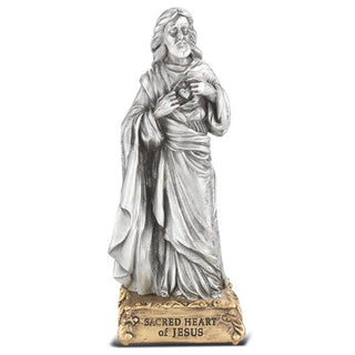 4" Pewter Statue Sacred Heart Gift Boxed