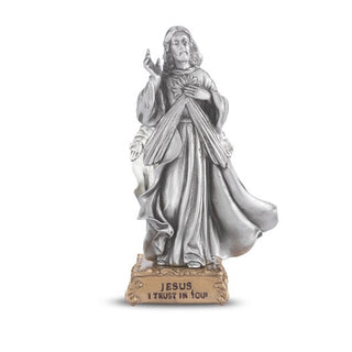 4" Pewter Statue Divine Mercy Gift Boxed