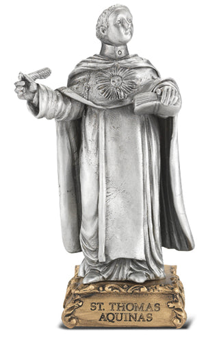 4.5" St Thomas Aquinas Pewter Statue Gift Boxed