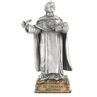 4.5" St Thomas Aquinas Pewter Statue Gift Boxed