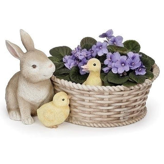 7.5-Inch Bunny And Chicks Basket Planter