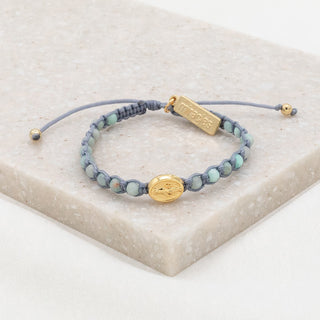 Miraculous Gemstone Bracelet amazonite beads with gold-tone Miraculous Mary medal