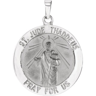 14K White 22 mm Round Saint Jude Thaddeus Medal