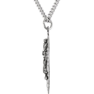 Sterling Silver 29x20 mm Oval St. Christopher Medal 24" Necklace