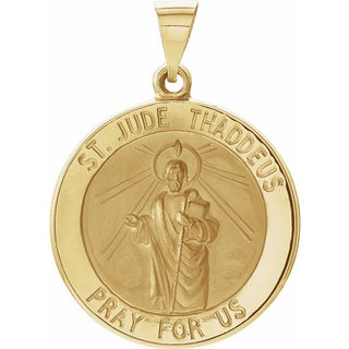 14K Yellow Hollow Round Saint Jude Medal
