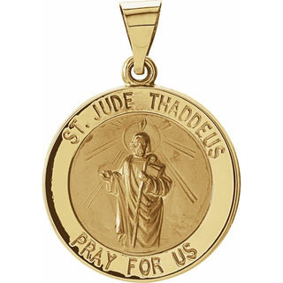 14K Yellow Hollow Round Saint Jude Medal