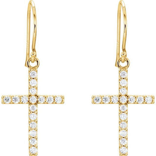 14K Yellow 1/2 CTW Natural Diamond Cross Earrings