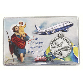 Bulk Laminated Traveler's Prayer Card with St. Christopher/ St. Michael Medals