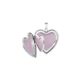 Sterling Silver 25.2x23.7 mm Heart Locket with Cross