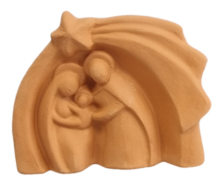 Handmade Terracotta Holy Family Decor with Shooting Star