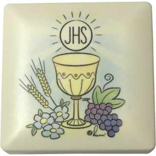 2 x 2 inch Communion box with Faux Pearl Communion Rosary