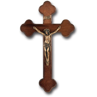 10" Budded Walnut Cross With Museum Gold Corpus