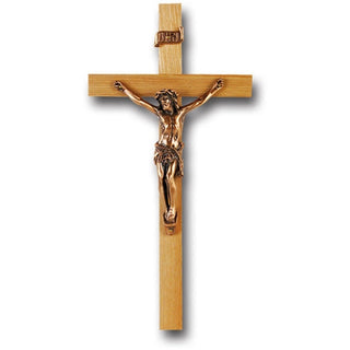 9" Oak Cross With Museum Gold Corpus