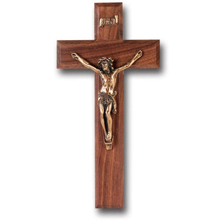9" Walnut Cross With Museum Gold Corpus