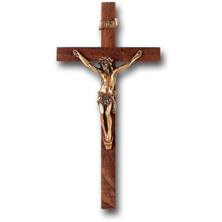 9" Walnut Cross With Museum Gold Corpus
