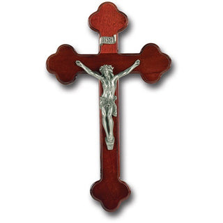 10" Latin Style Dark Cherry Cross with Pewter Corpus