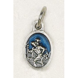 Bulk Saint Christopher Oval Blue Enamel Bracelet Medals