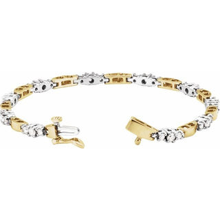 14K Yellow/White 1 3/4 CTW Natural Diamond Line 7" Bracelet 