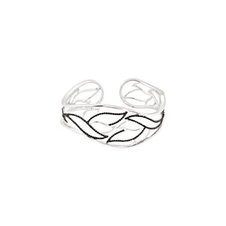 Sterling Silver Natural Black Spinel & 1/6 CTW Natural Diamond Hinged Cuff 7" Bracelet  