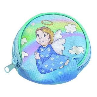 Boys Angel Vinyl Rosary Set - Pouch with Blue Faux Pearl Rosary