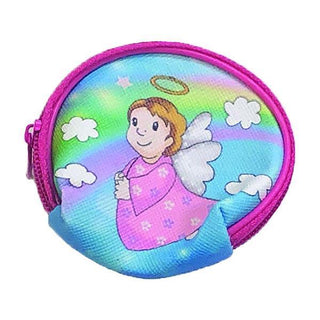 Girls Angel Vinyl Rosary Set - Pouch with Pink Faux Pearl Rosary