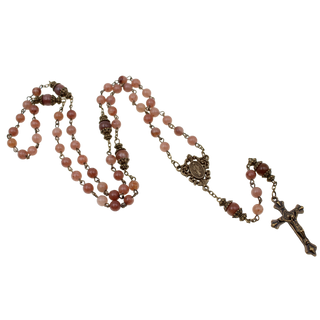 8mm Bronze Rosary with Dusty Rose Beads