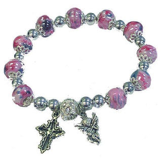 Pink Porcelain Bead Stretch Bracelet 4-pack